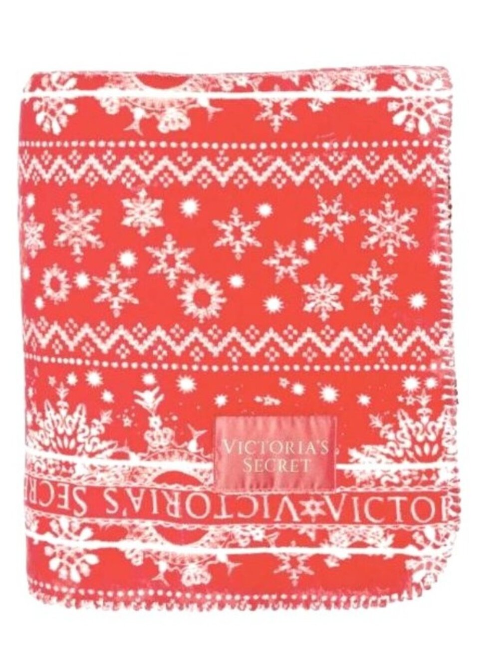 Victorias Secret Red Holiday Snowflake Throw Blanket New In Package
